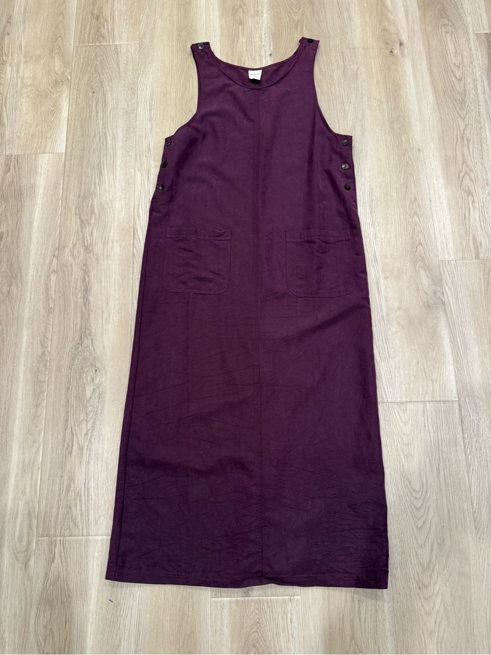 Purple Lyocell Maxi Jumper Dress 90s Minimalist Pockets Medium